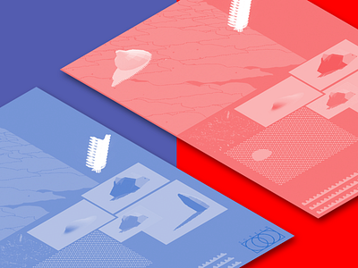 Poster Downhill Detail abstract art abstract colors app architechture blue duotone fragment illustration isometric layout minimal monotone poster poster a day poster art poster challenge red sculpture videogames web