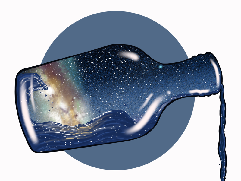 Milky Way in a Bottle surrealism ipad pro procreate illustration sketch design graphic design digital art astronomy milky way