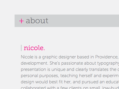 About Nicole pink pink sugah type web design