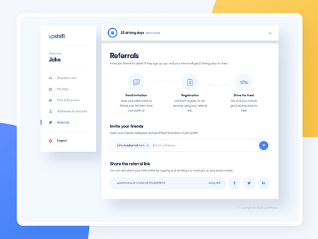 Upshift - Referrals and Plan by Fabian Barszcz for tonik on Dribbble