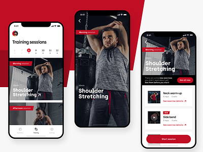 Strong app 💪 – Training sessions app design experience fit fitness gym interface ios list mobile mobile app power product red session strong training ui ux visual