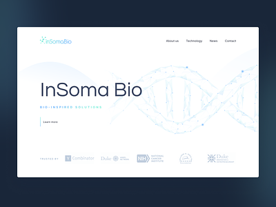 InSoma Bio - Homepage bio biotechnology blur clean dark design experience gradient illustration interface landing page technology tissue ui ux uxui visual web website