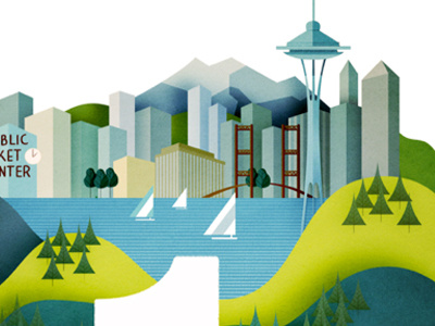 Seattle city illustration landscape nature seattle