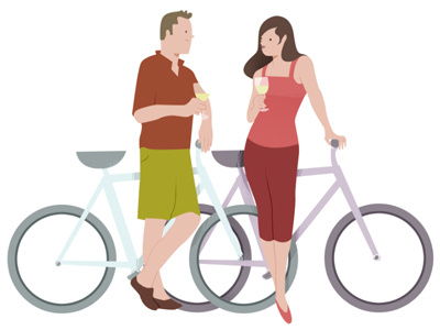 Ride Wip bicycles couple illustration velo wine