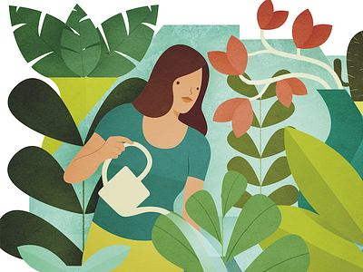 potted plants editorial illustration green plants