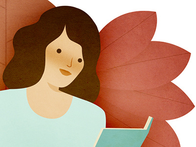 Reading illustration plants reading woman