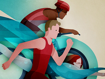 Sports cycling illustration running sport swimming wip