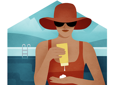 sunscreen editorial illustration pool spot summer