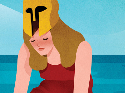 Britannia editorial illustration helmet sea woman