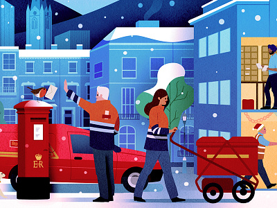 Royal Mail christmas post royal mail street scene winter