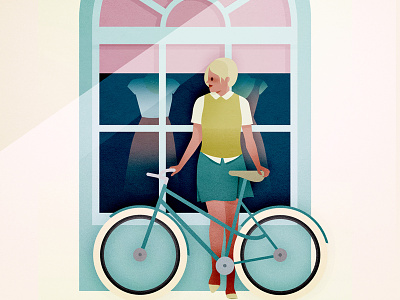 Velo bike illustration shop shopping summer veto woman