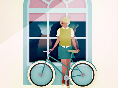 Velo bike illustration shop shopping summer veto woman