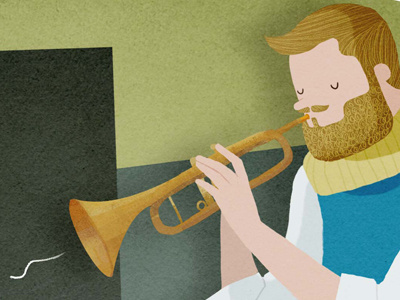 Trumpet guy andrew illustration jazz lyons trumpet