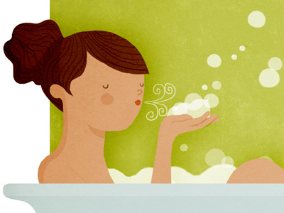 Bubbles andrew lyons bath bubbles illustration woman
