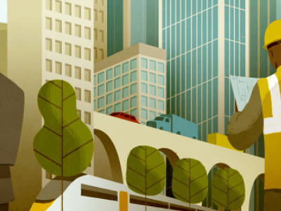 City buildings city editorial illustration transport