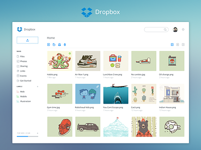 Dropbox dashboard dashboard dropbox flat redesign share simple store ui upload web