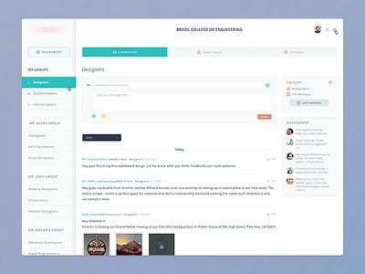 College dashboard college dashboard discussion flat groups minimal student typography ui ux web website
