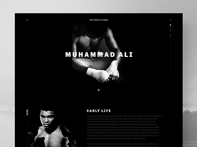 Muhammad Ali Biography biography boxing dark editorial gallery home page landing page muhammad web web design website
