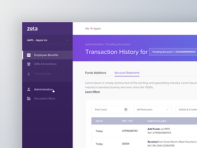 Zeta Hr Dashboard - Transaction