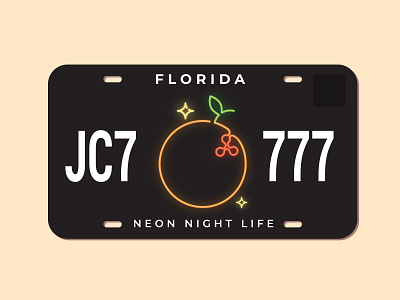 Florida License Plate (Night Life Version) florida fruit green license life light miami neon night plate sign sparkles white yellow