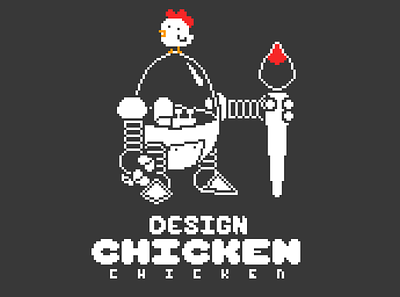 Design Chicken Chicken Challenge 1bit art black brush challenge chicken dccrog design orange paint pixel pixelart robot white