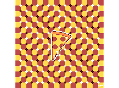 Pizza Optical Illusion art cheese icon illusion optical orange pepperoni pixel pixelart pizza red white yellow