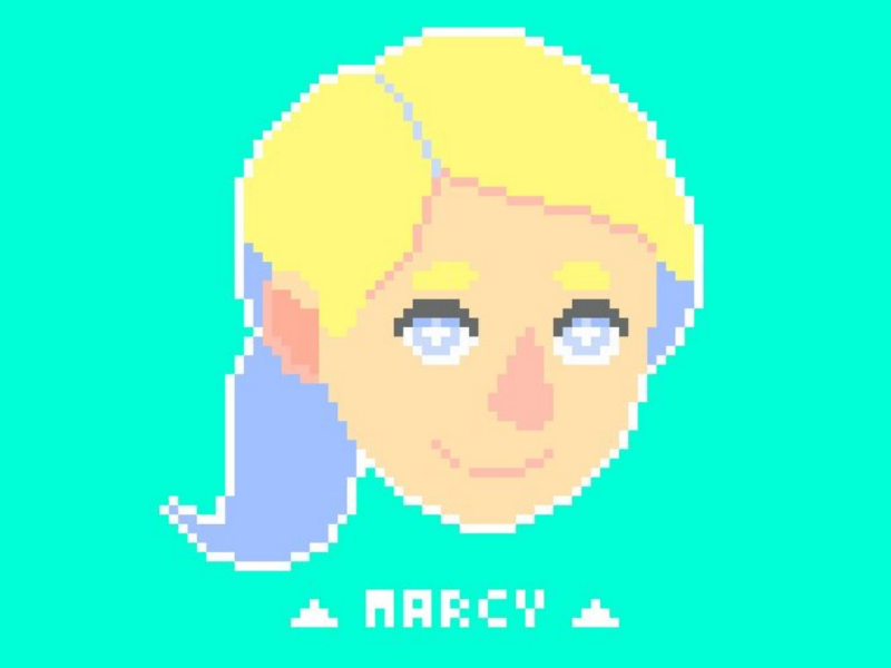 Pixel Portrait: Marcy Alstrom art pixel art yellow blue aqua portrait pixel alstrom marcy