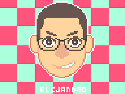 Alejandro's Pixel Portrait alejandro checkered glasses green checkerboard pixel pixel art portrait red