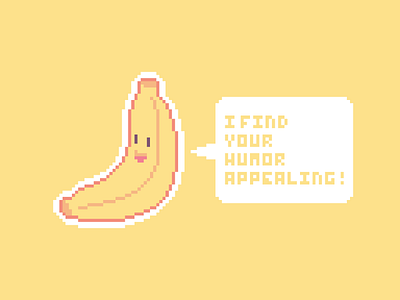 Fruity Puns: Banana art banana fruit fruity i find your humor appealing kawaii pixel pixelart pun puns red white yellow