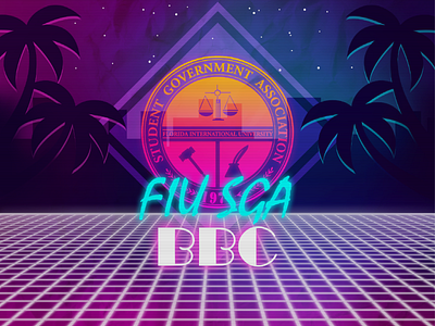 SGA BANNER V.2 80s bbc blue fiu glow grid miami neon outrun palm pink red sga stars sunset trees vice