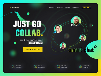 Smart Chat UI Design abstract black blue colorful geometry gradient green typography web webdesign