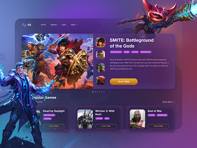 Gaming Recommendation Platform bright color game gradient ui violet webdesign