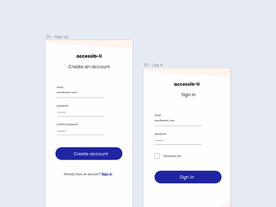 create account + sign in app app ui mockup pastel shape sign in sign up signin signup