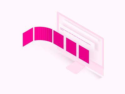 Illustration for UI Lab brazil cards course email envelope isometric isométrica pink ui