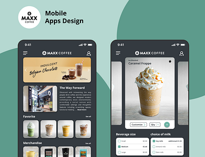 MAXX Coffee Mobile Apps Design Concept app branding coffee design illustration logo ui ux