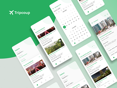 Tripcoup App Exploration app clean green minimal minimalist travel trip trips ui ux