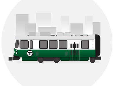 Green Line Car boston city illustration train transportation vector