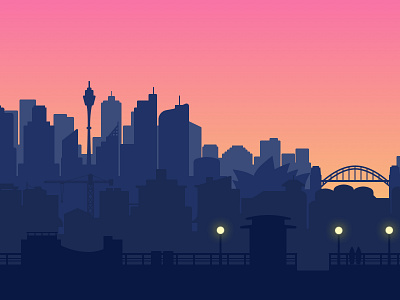 Sydney skyline 2d bondi cbd city hello dribbble silhouette simple design sketch skyline sydney opera house vector