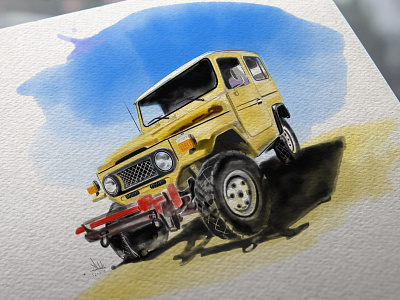 Digital Watercolour sketch-jeep adobe artworks design illustration jeep sketching water color