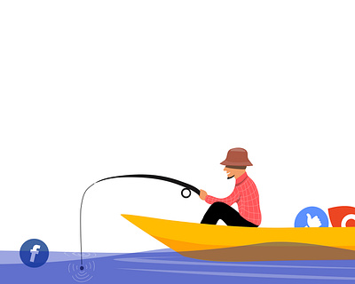 Data fishing art artworks boating concept design digital draw dribbble facebook fishing flat illustraion minimal social network summertime technology ux vector web website