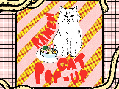 RAMEN CAT design illustration popup procreate