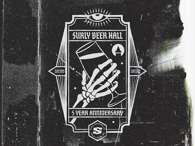 Surly Beer Hall 5th Anniversary Shirt Back 2d anniversary beer brewery craft beer dark design hospitality illustration metal occult restaurant t shirt vector