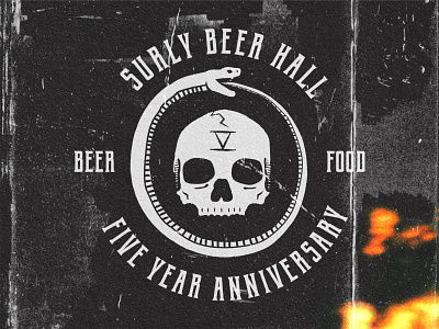 Surly Beer Hall 5th Anniversary Shirt Front 2d anniversary beer branding brewery craft beer dark design illustration metal minneapolis minnesota occult restaurant skull vector