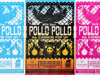 Pollo Pollo Al Carbon Pop Up Poster chicken collab day of the dead illustration illustrator pig pollo popup post restaurant vector