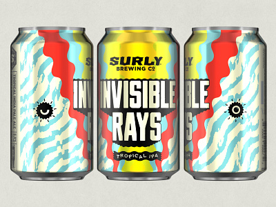 INVISIBLE RAYS - TROPICAL IPA beer branding can design craft beer design illustration logo minneapolis minnesota package design summer