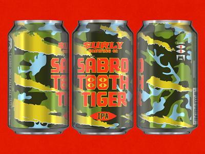 SABROTOOTH TIGER - SABRO IPA beer beer design branding camo can design craft beer design illustration minneapolis minnesota package design