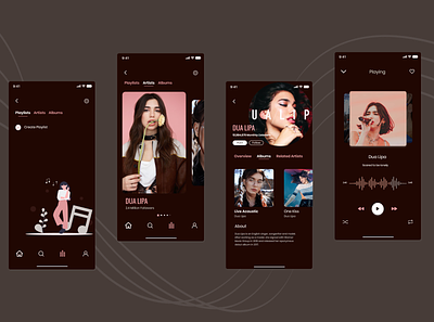 Music App_UI app icon app ui artist design dua lipa icon illustration minimal mobile music app music app ui music player music streaming typography ui uidesign uiux vector