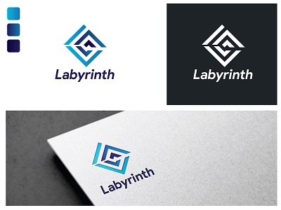 Logo "Labirynth" adobe black blue brand branding color dark design font graphic design illustration labirynth letter logo maze ui