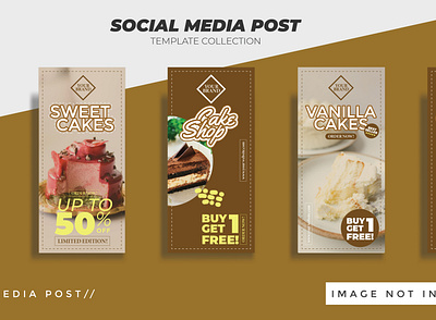 Story Instagram Post Cake Shope black branding brown cake cover dark design dessert font graphic design illustration letter logo set shop social media story ui ux vector