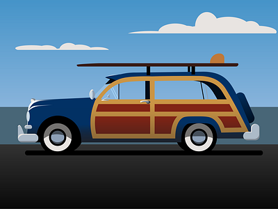 surf check adobe illustrator design flatdesign illustrator retro surf surfing vector vintage woodie wagon